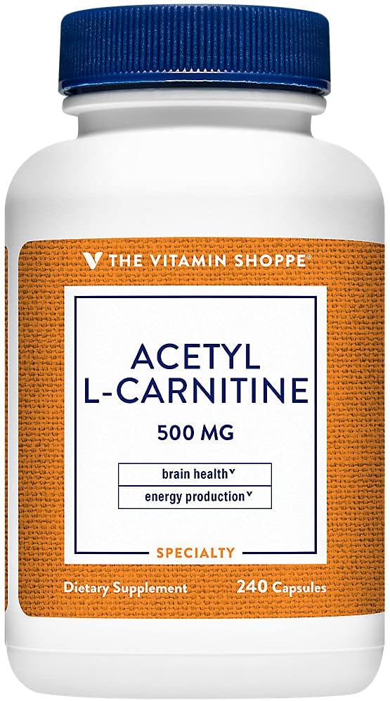 Η Βιταμίνη Shoppe Acetyl-L-Καρνιτίνη 500mg – Υποστηρίζει Υγιεινή λειτουργία εγκεφάλου & μνήμης, προωθεί την παραγωγή ενέργειας – CarnipureTM Προσφορές Καθαρή μορφή L-Καρνιτίνη (240 κάψουλες)