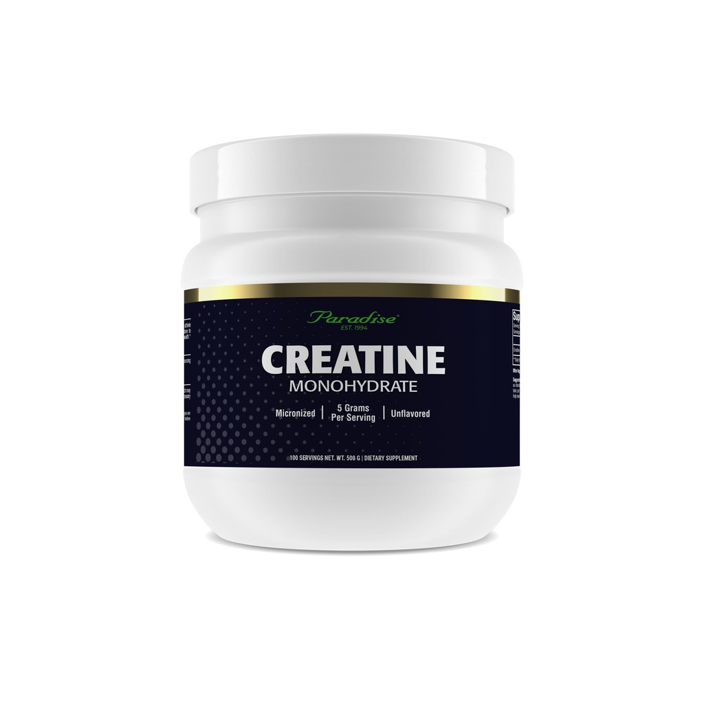 Paradise Creatine Monohydrate Powder, Μικρονωμένα για Ενισχυμένη Απορρόφηση, Υποστηρίζει Μυϊκό Κτίριο & Αθλητική Απόδοση, 500g, 100 Υπηρεσίες