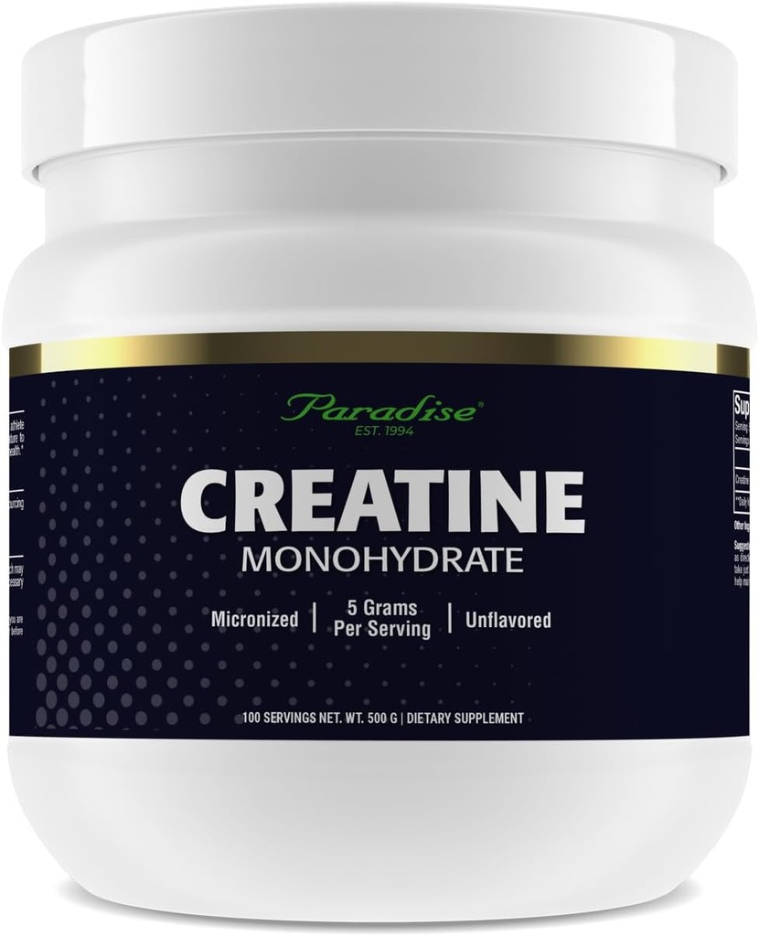 Paradise Creatine Monohydrate Powder, Μικρονωμένα για Ενισχυμένη Απορρόφηση, Υποστηρίζει Μυϊκό Κτίριο & Αθλητική Απόδοση, 500g, 100 Υπηρεσίες