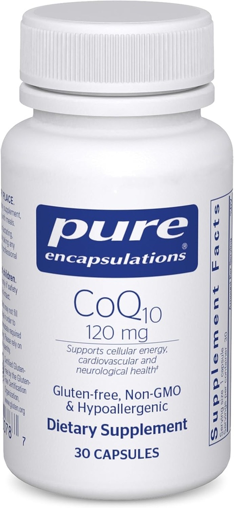 Pure Encapsulations CoQ10 120 mg - Coenzyme Q10 συμπλήρωμα για την υγεία της καρδιάς, την ενέργεια, τα αντιοξειδωτικά, τον εγκέφαλο και τη μνήμη υγεία - Κυτταρική υγεία, γνωστική & καρδιοαγγειακή υποστήριξη* - 30 κάψουλες