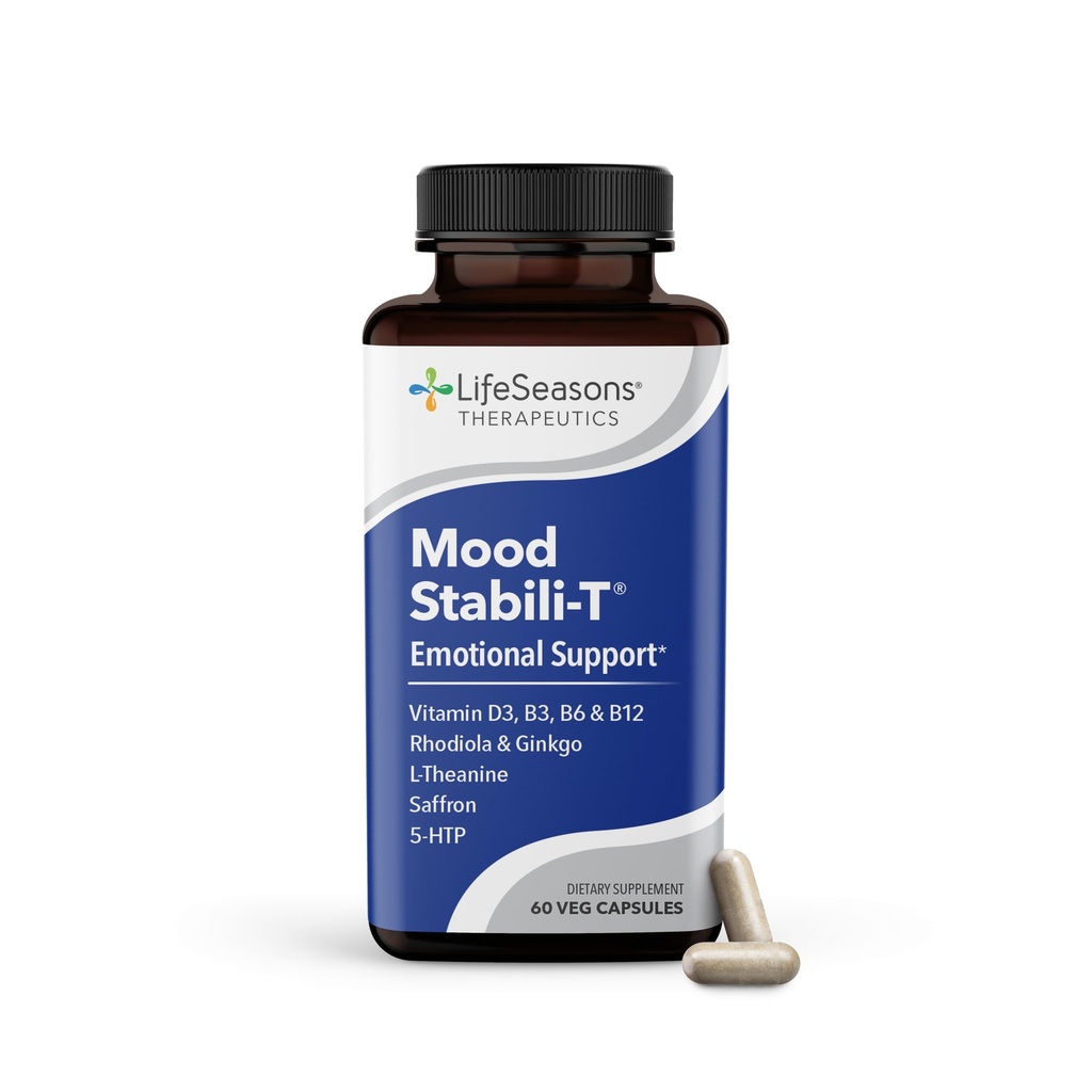 LifeSeasons - Mood Stabili-T - Positive Mood Booster - Enhanced Calmness and Happiness - Relaxed and Balanced Mind - Contains Rhodiola, Ginkgo Biloba, and Vitamin D3 - (60 Capsules)