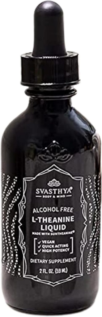 Σβάστια Σώμα & Νου 100% Καθαρό L-Θεανίνη Υγρό Συμπλήρωμα – 2FL. OZ. (60ML) για τη μείωση του στρες, βελτιωμένη συγκέντρωση
