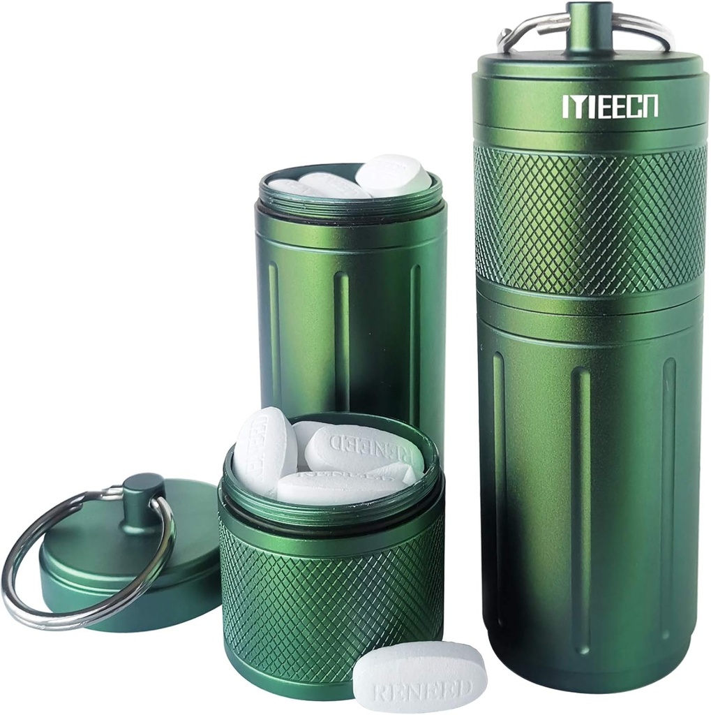 Δύο Layer Μεγάλος Διοργανωτής Χάπια, Περιεκτών Αλουμινίου, Αδιάβροχα, μπορεί να αποθηκεύσει Χάπια Οτιδήποτε Μεγέθη, Βιταμίνες, Cod Liver Oil, Συμπληρώματα και Φάρμακα, Rv Προϊόντα, Μέγεθος:1.6 x 1.6 x 4.4 in (Πράσινο)