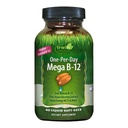 Irwin Naturals 1-per-Day Mega B-12 1.500mcg Υψηλή ισχύς Βιταμίνη μεθυλοκοβαλαμίνης - Γρήγορη ενισχυμένη απορρόφηση με MCT + Ασιατικό Ginseng - Φυσική ενίσχυση ενέργειας - 60 υγρά Softgels