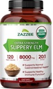 Zazzee USDA Organic Slippery Elm Bark 20:1 Extract, 8000 mg Δύναμη, 120 κάψουλες Vegan, 4 Μήνες Προμήθεια, Τυποποιημένο, Συμπυκνωμένο εκχύλισμα 20X, 100% Χορτοφαγικά, Όλα-Φυσικά, Μη-ΓΤΟ, Κατασκευασμένο στις ΗΠΑ
