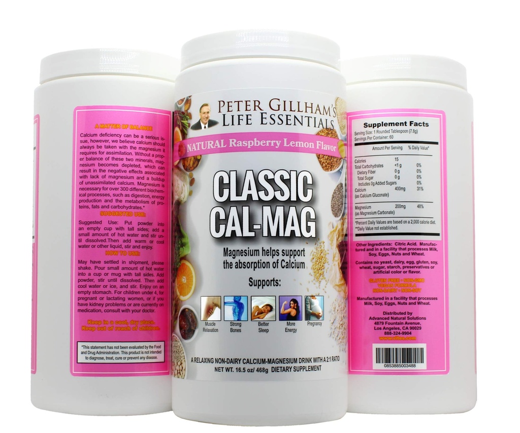 Κλασικό Cal-Mag σκόνη σμέουρων λεμόνι, Original 2:1 Formula, 16.5oz(60 εξυπηρετεί) Sleep & Stress Aid, για την χαλάρωση των μυών, πόδια Cramps, οστά & δόντια. Κατασκευασμένο στις ΗΠΑ