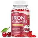 Iron Gummies with Multivitamin, Iron Supplement for Women & Men with Zinc, Vitamin B Complex & C, B12, Folate - Blood Builder & Energy Support for Adults & Kids - Cherry Flavor, Vegan 60 Gummies