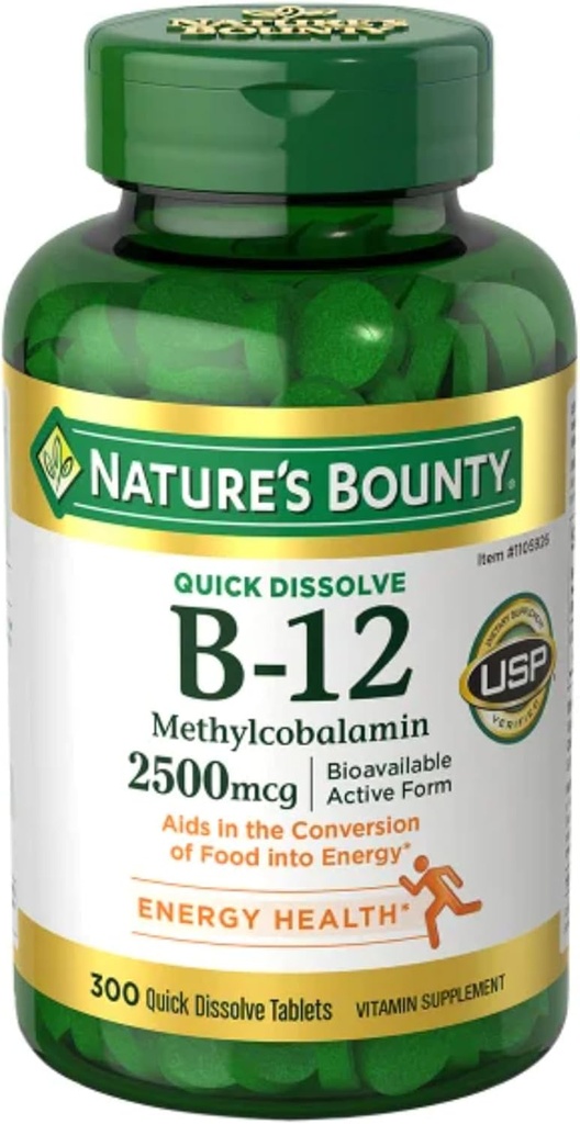OProCyn Natures Boun ty Vitamin B-12 2500 mcg, 300 Quick Dissolve Tabletισκία