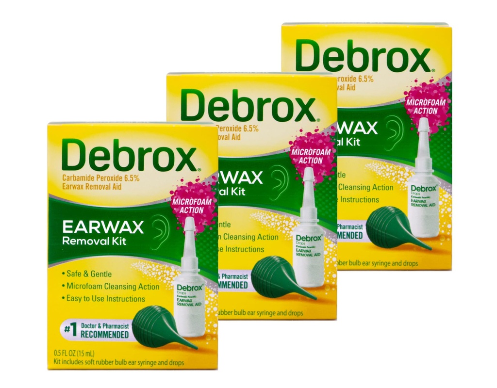 Debrox Drops Earwax Removal Aid Kit - 0.5 Oz (Pack of 3)