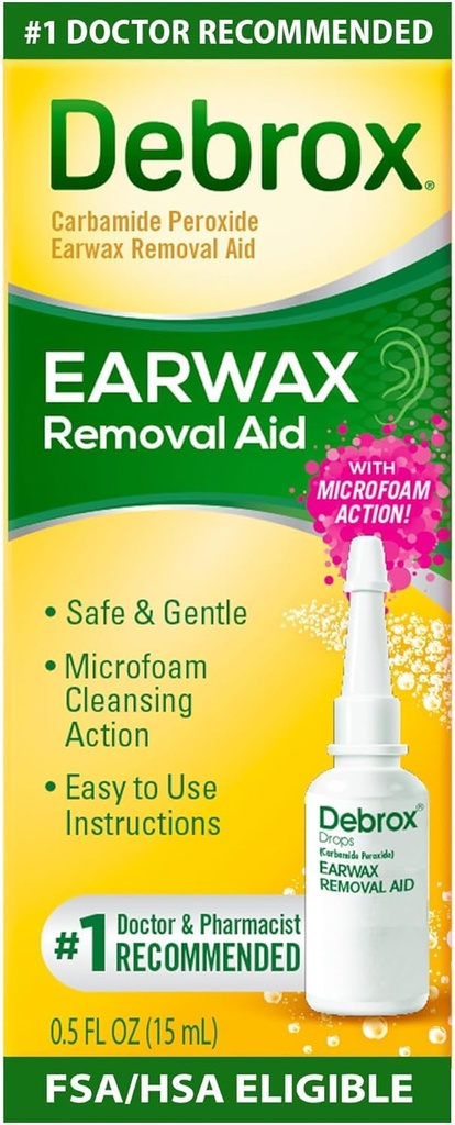 Debrox Earwax Removal Kit | Includes Drops and Ear Syringe Bulb | 0.5 Oz Each | Pack of 3
