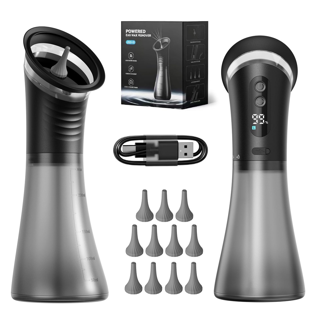 Upgraded Ear Wax Removal Kit, Electric Ear Wax Removal Tool for Tinnitus Relief, Safe & Gentle Ear Cleaner with Ear Irrigation Flushing System, Ipx7 Earwax Removal for Adults