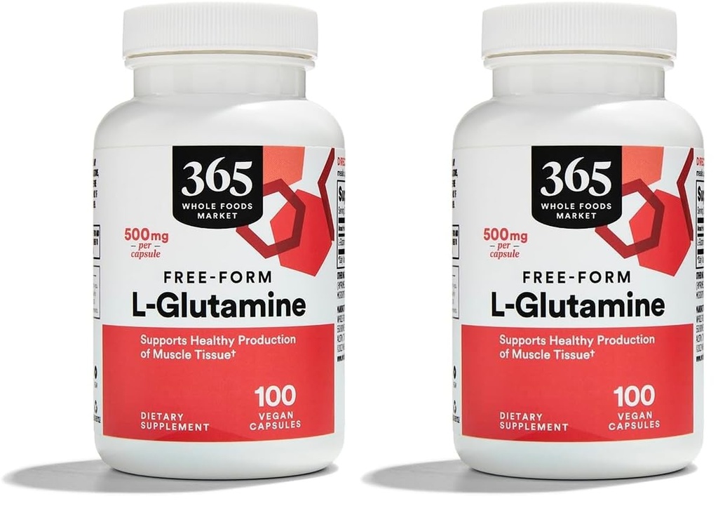 Whole Foods Market, L Glutamine 500Mg Veggie Caps, 100 Count (Pack of 2)
