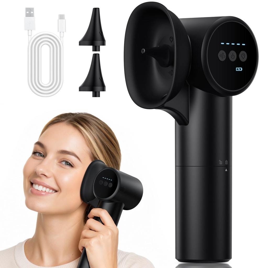 Upgraded Ear Wax Removal, Electric Ear Cleaner with Mild Drying, Safe & Gentle Automatic Ear Cleaner, Cleaning with Dual-Compartment Design, Electric Ear Wax Removal 5 Pressure Settings, IPX7, Black