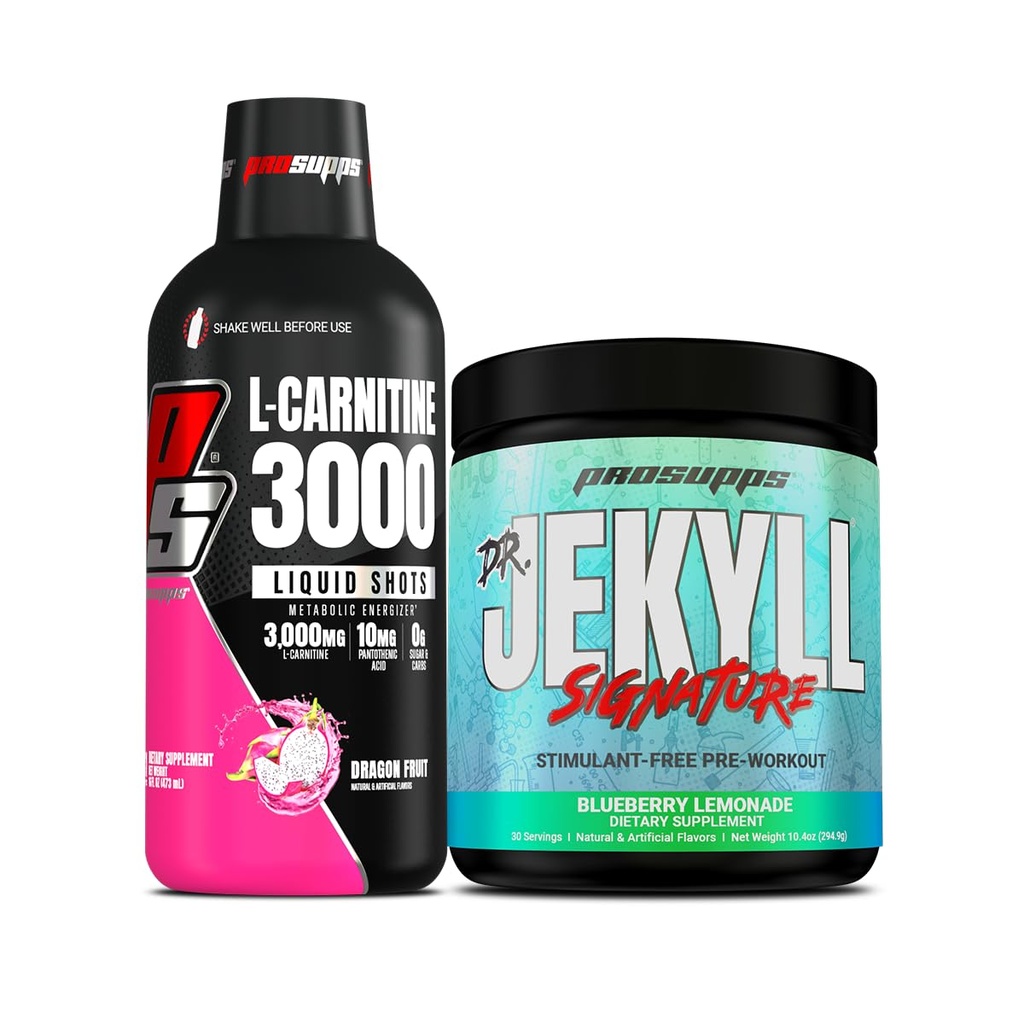 PROSUPPS L-Καρνιτίνη 3000 Simulant Free Liquid Shots (31 σέρβις, φρούτα δράκου) και ο κ. Hyde Signature Series Pre-Workout Energy Powdered Drink (30 σέρβις, λεμονάδα βατόμουρο) Bundle
