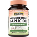 Vitalibre Odorless Garlic Oil, Maximum Potency, Concentrated Extract, Non-GMO, No Gluten, Heart & Immunity, Antioxidant Defense, 200 Softgels
