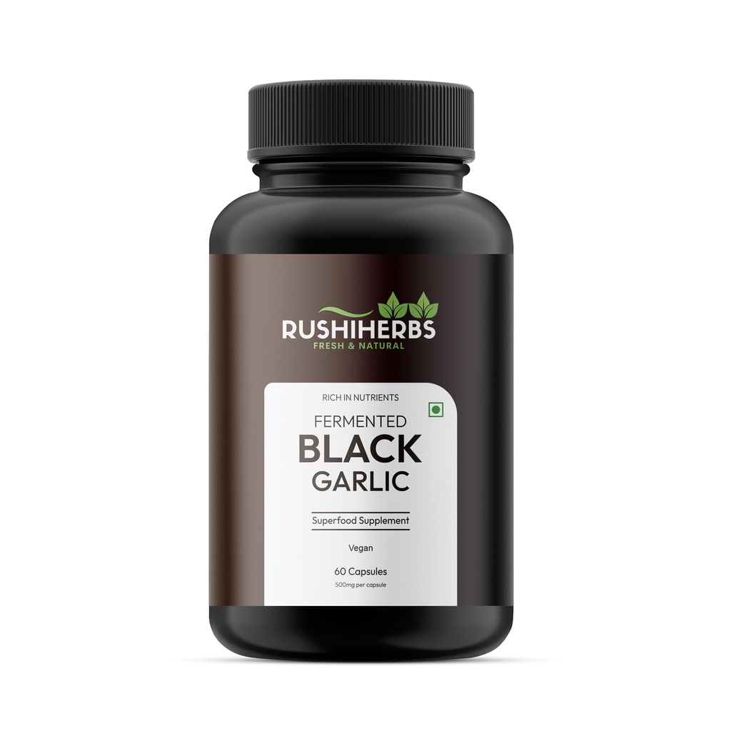 Aged Black Garlic Capsules 500mg with S-Allyl-Cysteine 60 Vegan Capsules Non-GMO Gluten Free Plant Based Herbal Supplement for Daily Wellness