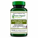 Green Organic Supplements' Alpha Lipoic Acid Complex, ALA, 90 VCaps Alpha Lipoic Acid Capsules (Pack of 1)