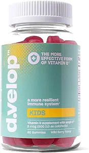 d.velop Βιταμίνη D Παιδιά Gummies –60 Count, 600 IU – Παιδική Ανοσοποιητική Υποστήριξη - 3X Ταχύτερη & Πιο Αποτελεσματική – Όχι Τεχνητές Γεύσεις ή Γλυκάs Γαλακτοκομικά Χωρίς – Άγρια Berry Γεύση - Παιδιά Βιταμίνη D για Ηλικίες 4+