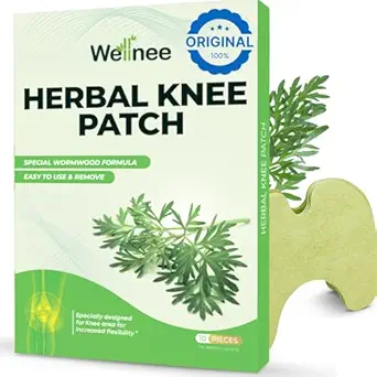 Wellnee Original Herbal Knee Patch - Wellknee Plaster for Knee Support & Muscle Pain - Maximum Strength for a Temporary Relief - Adhesive Heat Patches Made with Natural Herbs for Wellness (10 Pads)