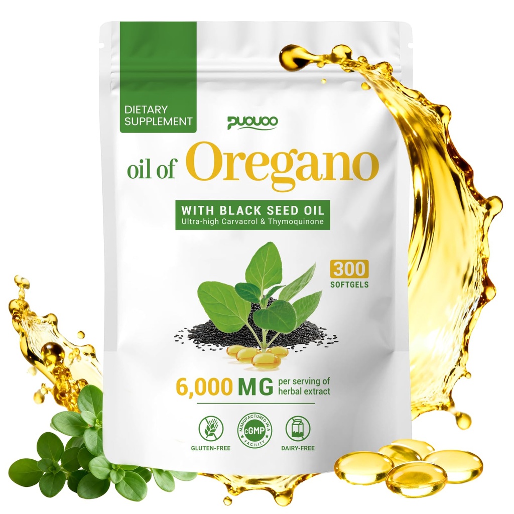 2 in 1 Oil of Oregano Capsules - Oregano Oil with Black Seed Oil, Herbal Extracted Supplement with Carvacrol | 300 Capsules - 150 Days Supply
