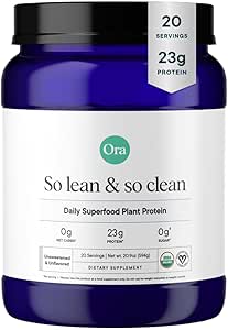 Ora Organic Vegan Protein Pea Protein Pea Protein + Superfood for Women and Men - Άγλυκη & Άγευστη - 20 Μερίδες, Χωρίς Ερυθριτόλη, Κετοφιλική, Χωρίς Γλουτένη, Παλαιό, Χωρίς Σόγια