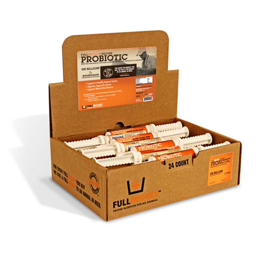 FullBucket Equine Probiotic Paste with Saccharomyces Cerevisiae Boulardii for Daily Digestive Optimization; Concentrated Formula with 100 Billion CFUs, 10-Pack