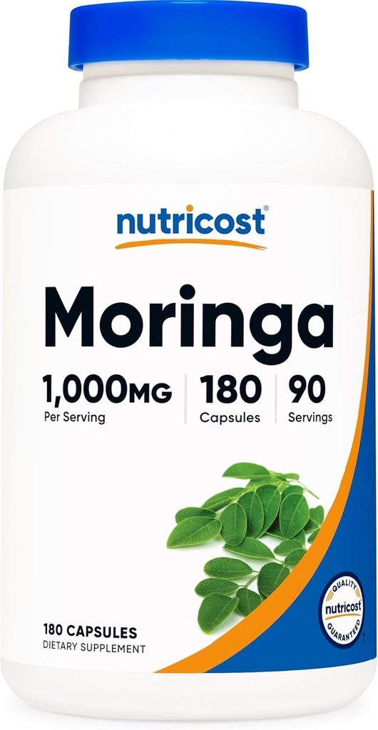Nutricost Moringa Κάψουλες 500mg, 180 Κάψουλες (90 Σερβιέτες) - Κάψουλες χορτοφάγων, Μη ΓΤΟ, Χωρίς Γλουτένη