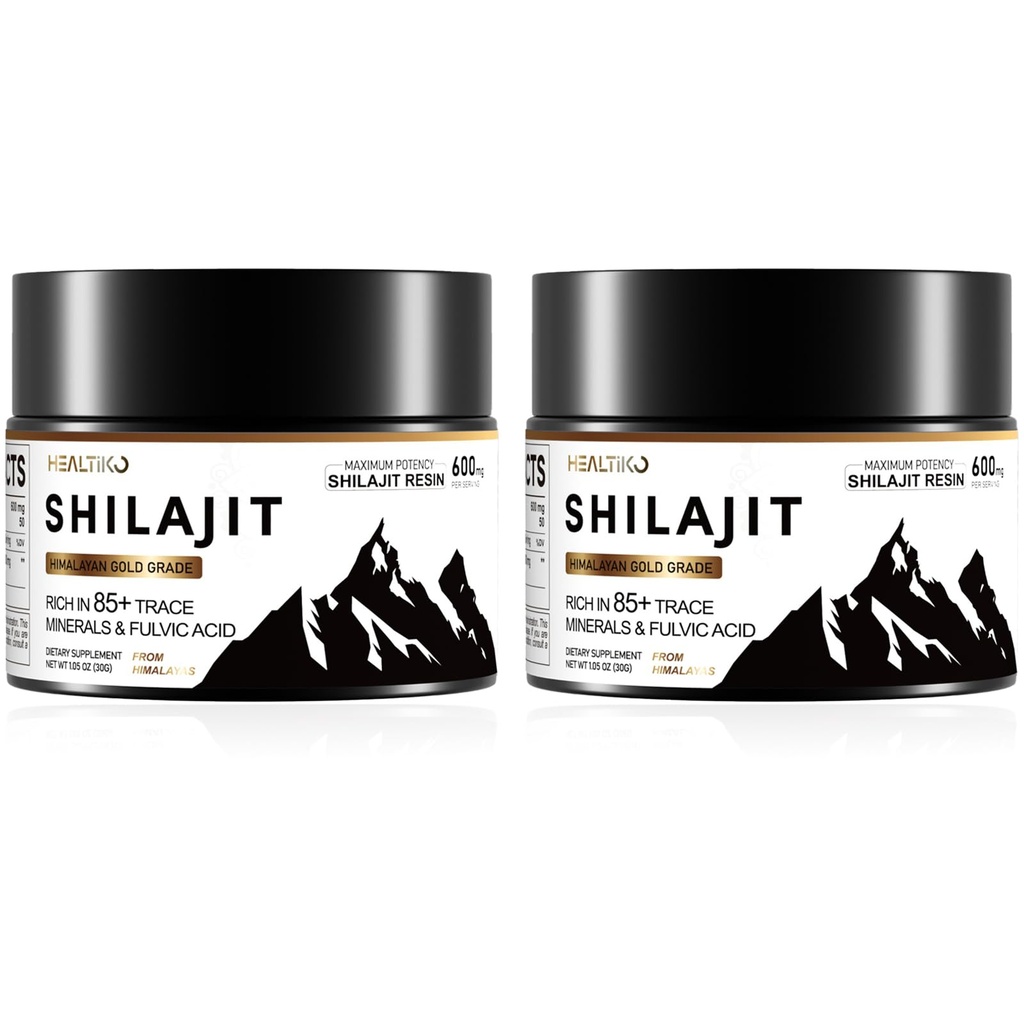 Shilajit Resin, Himalayan Shilajit Organic - 600mg Potency Gold Grade, Shilajit for Men & Women with 85+ Trace Minerals & Fulvic Acid, for Stamina, Immunity, Strength, 100 Serving