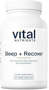 Vital Nutrients Sleep + Recover - Vegan Supplement - Sleep Support - Melatonin, Ashwagandha & L-Theanine - Gluten, Dairy & Soy Free - 90 Capsules
