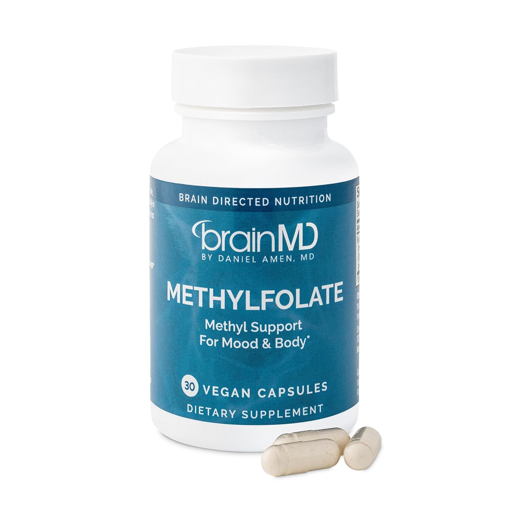BRAINMD Dr Amen Methylfolate - 30 Capsules - Potent Mood Support - Gluten Free - 30 Servings