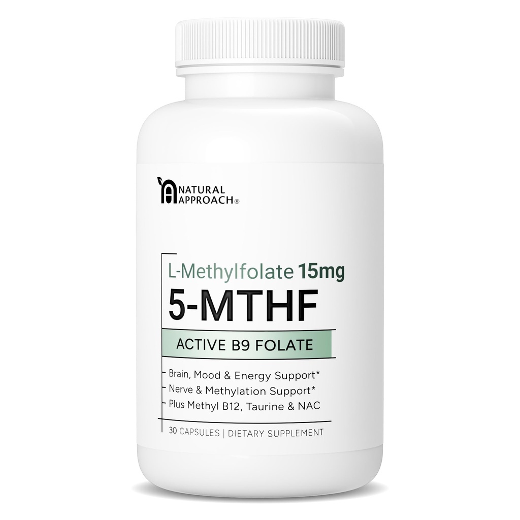 L-Methylfolate 15mg | 5-MTHF (Active B9) with Methyl B12, D3, NAC & Taurine | Premium Methylated Folate Supplement for Daily Use | Mood, Energy & Cognitive Support | 30 Capsules