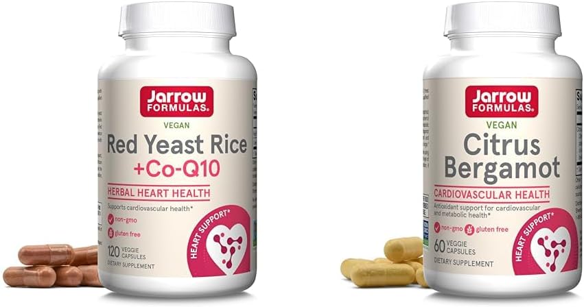 Jarrow Formulas Red Yeast Rice 1200 mg & Co-Q10 100 mg ανά Σερβίρισμα-120 Veggie Caps-60 Servings & Heart Health-Vegan & Citrus Bergamot 500 mg-60 Servings (Veggie Caps)