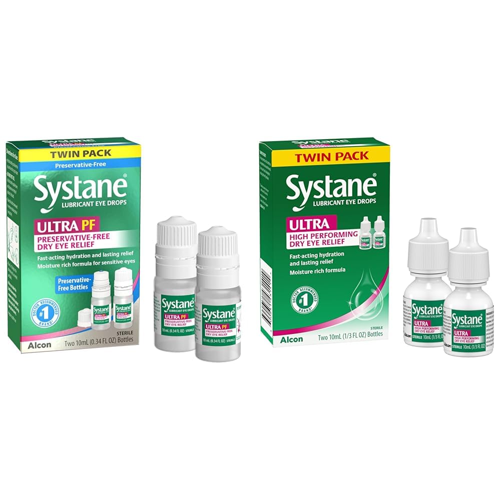 Systane Ultra Multi-Dose Preservative-Free Eye Drops Twin Pack (2x10ml) Ultra Lubricant Eye Drops Twin Pack for Dry Eyes, 10ml Each