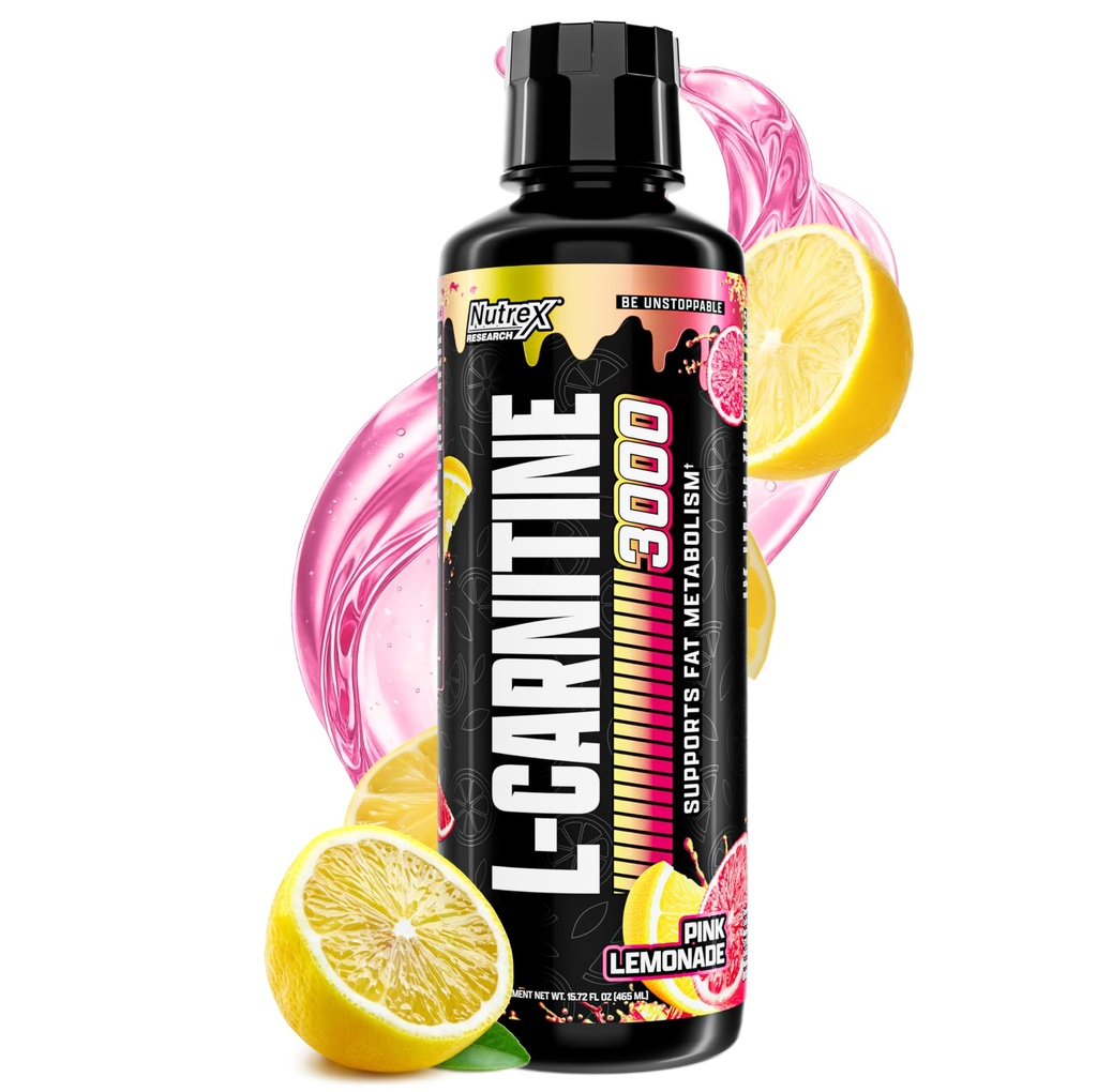 Nutrex Research L Carnitine 3000 - Clinically Dosed L-Carnitine Liquid for Energy, Metabolism & Muscle Recovery - No Sugar, No Carbs, No Stimulants - 31 Servings (Pink Lemonade, 31 Servings)