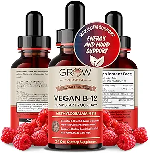 Vegan B12 Complex Liquid Sublingual Drops - Premium συμπλήρωμα μεθυλοκοβαλαμίνης για ισχυρότερη επιδερμίδα μαλλιών & νύχια Βιταμίνη b12 b6 b5 b3 & b2 Φυσική ενέργεια Boost, ανοσοποιητικό σύστημα & υποστήριξη ψυχική εστίαση