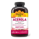 Country Life Acerola Vitamin C Complex, 500mg, Chewable Berry Flavored Wafers, Υποστηρίζει την Ανοσολογική Υγεία, 180 Wafers, Certified Gluten Free by GFCO, Certified Vegan by AVA