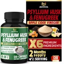 BMVINVOL Psyllium Husk Fiber Supplement with Fenugreek, Apple Cider Vinegar, Turmeric, Ginger, Black Pepper- Digestion Health Support - 120 Capsules