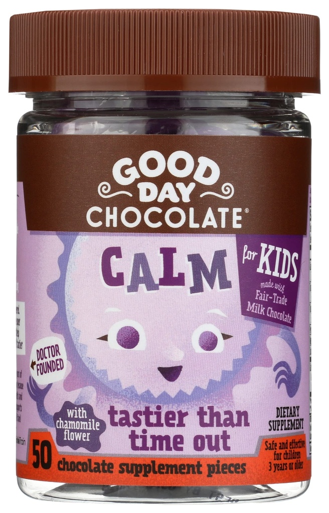 Good Day Chocolate Calmative for Kids Supplement, Fair Trade and Non GMO, 50 Pieces (Pack of 1)