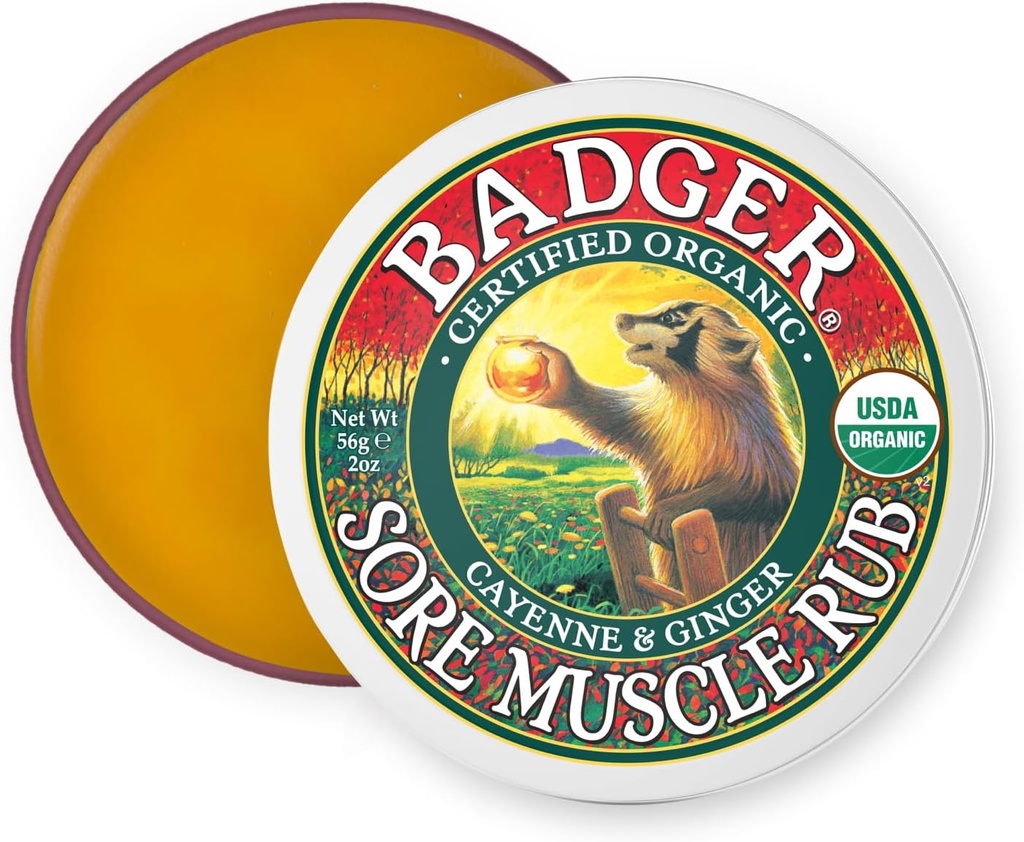 BADGER Organic Sore Muscle Rub Tin, 2 OZ