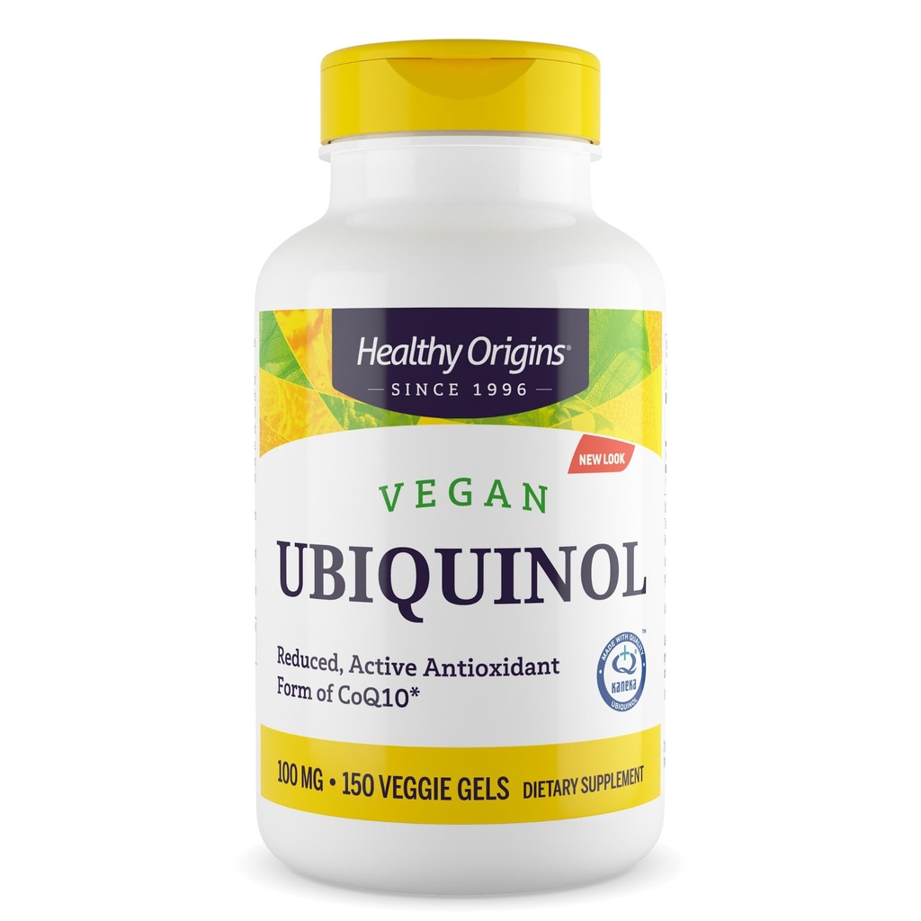 Healthy Origins Vegan Ubiquinol (ενεργή μορφή CoQ10), 100 mg - Kaneka Ubiquinol Συμπληρώματα για την καρδιακή υγεία & αντιοξειδωτική υποστήριξη - Gluten-free & non-GMO συμπλήρωμα - 150 Veggie Gels