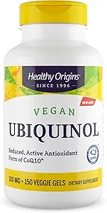 Healthy Origins Vegan Ubiquinol (ενεργή μορφή CoQ10), 100 mg - Kaneka Ubiquinol Συμπληρώματα για την καρδιακή υγεία & αντιοξειδωτική υποστήριξη - Gluten-free & non-GMO συμπλήρωμα - 150 Veggie Gels