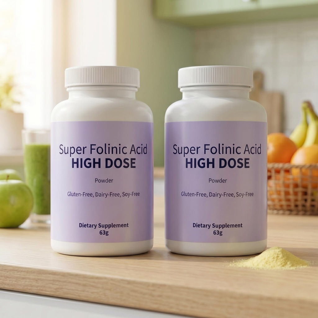 Sentk Super Folinic Acid High Dose Powder - Folinic Acid Supplement with B12 & ATP, Gluten-Free Dairy-Free Soy-Free, Supports Folic Acid Metabolism & Neurodevelopment 63 g（2 Pack ）