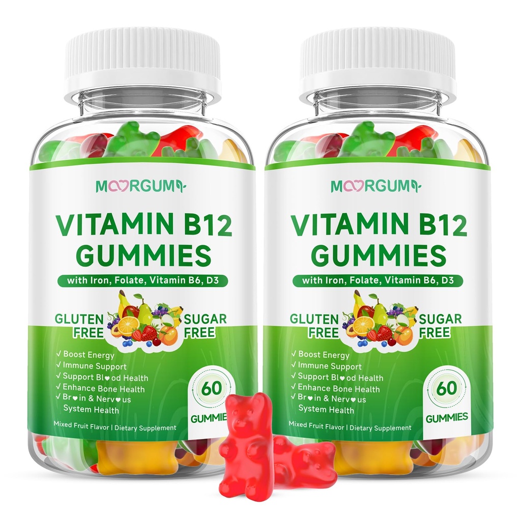 2 Pack Methyl B-12 3000mcg Gummies for Kids & Adults, Vitamin B12 (Methylcobalamin) with Vitamin B6, Folate & D3, Supports Energy, Metabolism & Immune Wellness, 120 Count