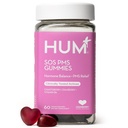 HUM Διατροφή SOS PMS Gummies, συμπλήρωμα υποστήριξης PMS για τις γυναίκες, Συμπτώματα Κύκλου Υποστήριξης, Bloating, Ορμονική Ισορροπία, περιλαμβάνει βιταμίνη B6, Cranberry & Chasteberry Vitex, Χωρίς γλουτένη, 60 Vegan Gummies