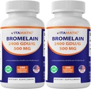 Vitamatic Bromelain 500 mg 2400 GDU/g, 180 Vegetarian Capsules (2 Pack) | 2400 GDU/g, Enzyme Supplement, Supports Healthy Protein Digetion*, Non-GMO, Gluten Free, Made in USA
