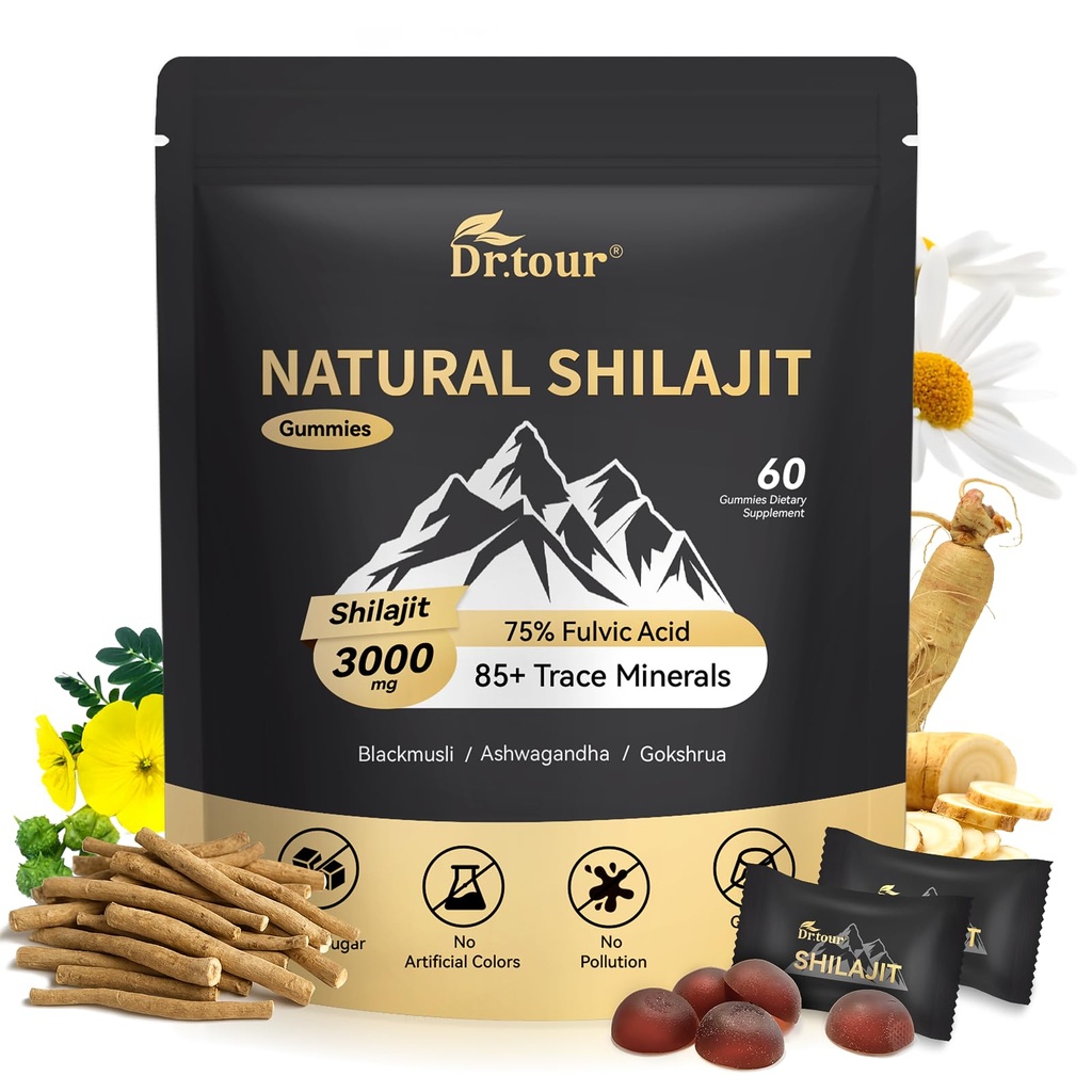 Shilajit for Men & Women - 100% Pure Natural Shilajit Gold Resin 60 Gummies | Ashwagandha for Men, Fulvic Acid, 85+ Minerals, Energy & Immune - Shilajit Gummies Supplement