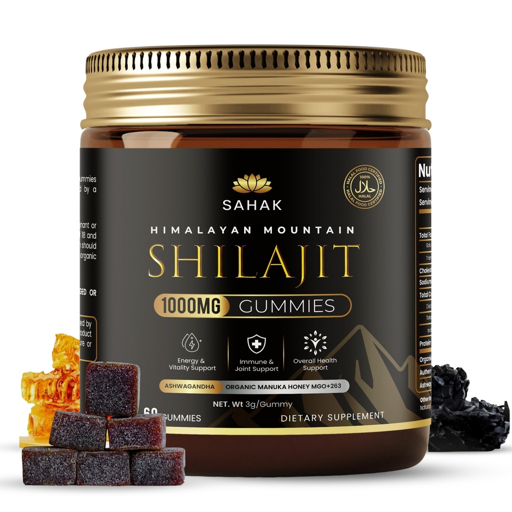 SAHAK Shilajit Gummies, Himalayan Strength & Energy Support for Men & Women with KSM-66 Ashwagandha, Manuka Honey MGO & 85+ Minerals – Lab Tested, Sugar-Free, Vitality & Focus Formula, 60ct