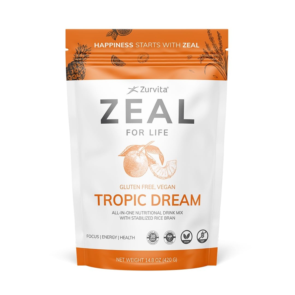 Zurvita - Zeal for Life 30-Day Wellness Bag - Tropic Dream Flavor, Daily Nutritional Supplement for Vitality, Immunity, & General Wellness - 420 Grams