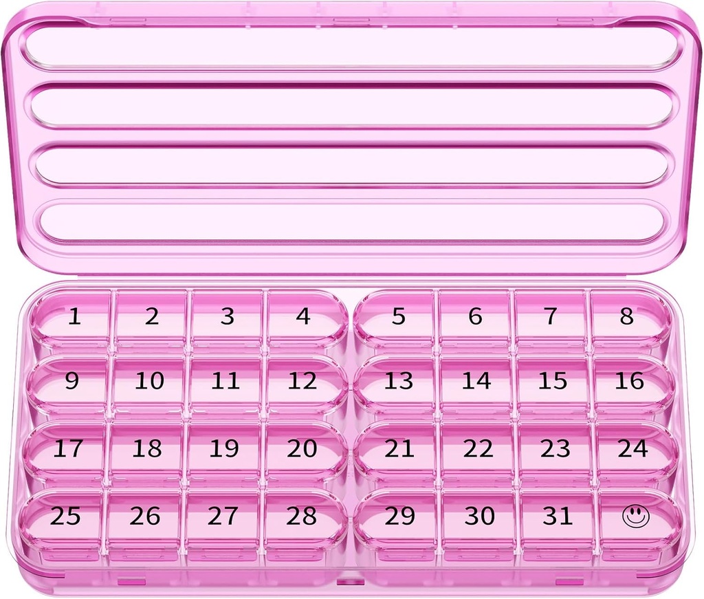 Zoksi Monthly Pill Organizer 1 φορά την ημέρα, 30 ημέρα Pill Box Organizer, ένα μήνα Pill περίπτωση για το ταξίδι, 31 ημέρα καθημερινή Medcine Container για βιταμίνες, συμπλήρωμα & φαρμακευτική αγωγή (Purple)