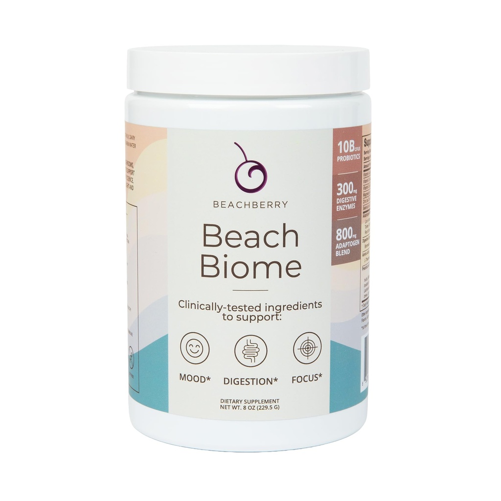 BeachBiome Gut Health & Digestive Support Powder | Less Bloating, Microbiome Balance, Mood & Focus | Probiotics, Prebiotics, Digestive Enzymes, Adaptogens | Doctor-Formulated | Chocolate | 30 Servings